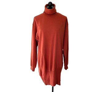 Young Fabulous & Broke Turtleneck Sweater Dress Large Asymmetrical Zipper Orange